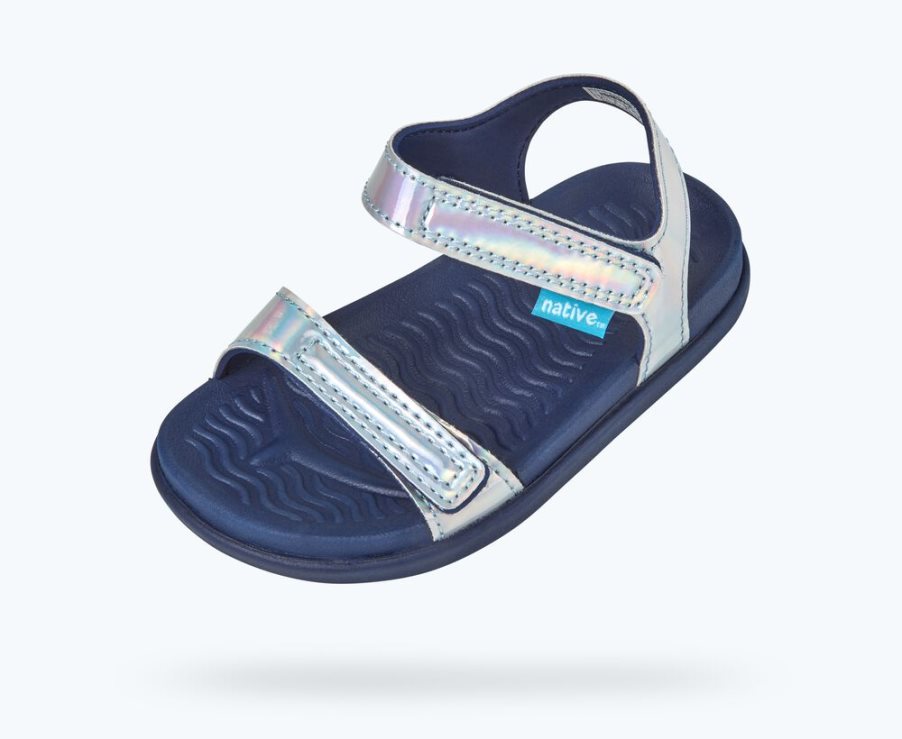 Native Charley Hologram Sandalen Jongens Zilver Blauw | WNBLJO712