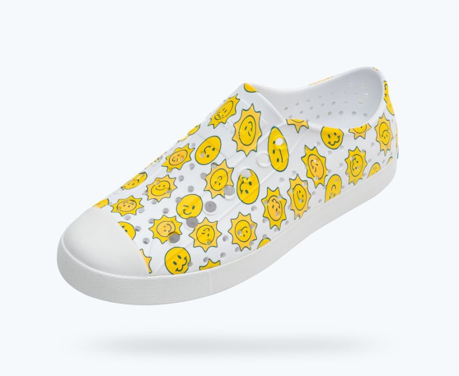 Native Jefferson Sugarlite Print Schoenen Heren Wit Geel | 43WNFL729